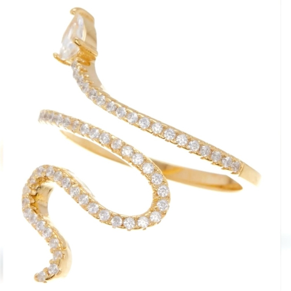 NWT Brand New Adornia 14K Gold Plated Swarovski
Crystal Accented Snake Ring